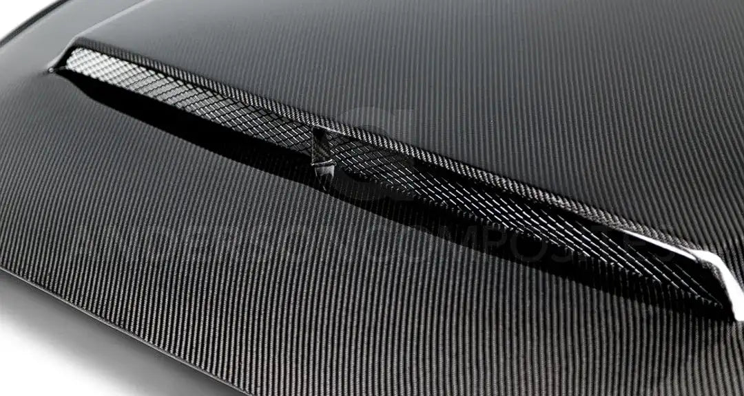2015-17 S550 Mustang Capucha estilo "Super Snake" de fibra de carbono de doble cara 